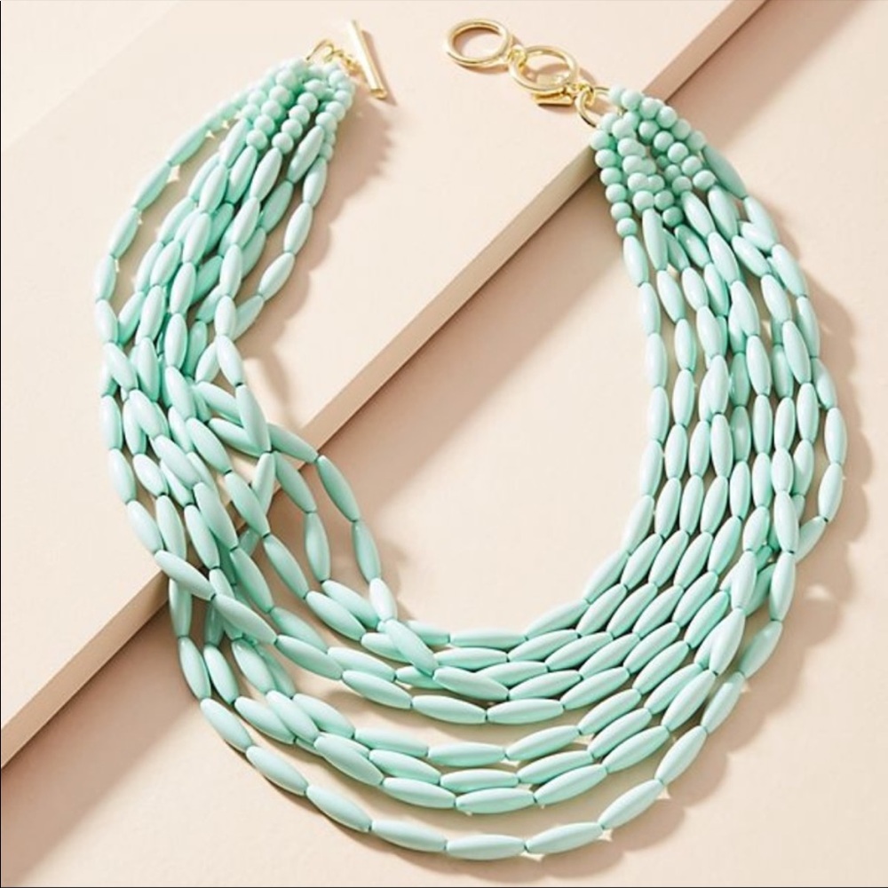 🆕NWT Anthropologie Beaded Layered Bib Necklace